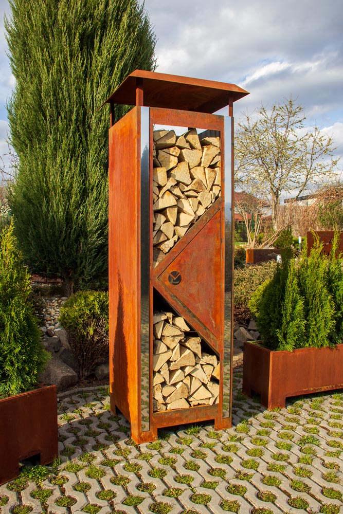 Záhradný zásobník na drevo z Corten ocele NINA